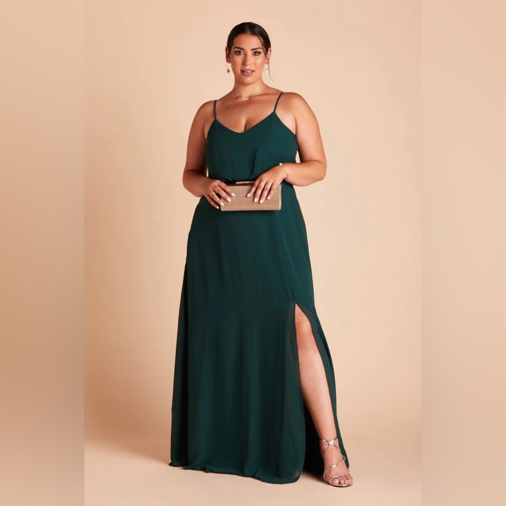 Birdy Grey GWENNIE DRESS CHIFFON EMERALD GREEN CURVE 1X NEW NWOT BRIDESMAID - Picture 1 of 3